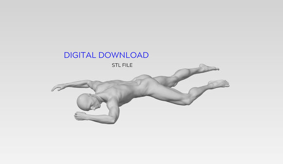 3D Printable Nude Man Laying on His Stomach // STL FILE // MM09