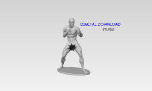 3D Printable Statue of a Muscular Nude Young Man in a Fighting Stance // STL FILE // MM39