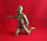 3D Printable Muscular Nude Man Kneeling with Arms Outstretched // STL FILE // MM10