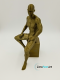 3D Printable Statue of a Nude Man Casually Sitting on a Block // STL FILE // MM11