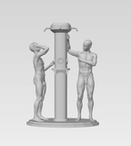 3D Printable Bradley Pole Communal Shower with Carter & Jaxon // STL FILE // MM74