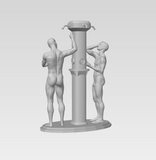 3D Printable Bradley Pole Communal Shower with Carter & Jaxon // STL FILE // MM74