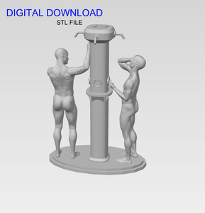 3D Printable Bradley Pole Communal Shower with Carter & Jaxon // STL FILE // MM74