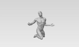 3D Printable Muscular Nude Man Kneeling with Arms Outstretched // STL FILE // MM10