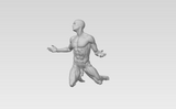 3D Printable Muscular Nude Man Kneeling with Arms Outstretched // STL FILE // MM10