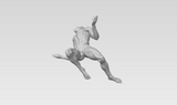 3D Printable Muscular Nude Man Kneeling with Arms Outstretched // STL FILE // MM10