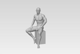 3D Printable Statue of a Nude Man Casually Sitting on a Block // STL FILE // MM11