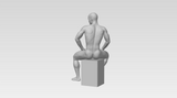 3D Printable Statue of a Nude Man Casually Sitting on a Block // STL FILE // MM11