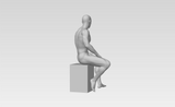 3D Printable Statue of a Nude Man Casually Sitting on a Block // STL FILE // MM11