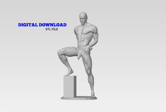 3D Printable Statue of a Nude Muscular Man with Bold Pose // STL FILE // MM53