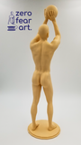 3D Printable Statue of a Nude Young Man Shooting Hoop w/ Base // STL FILE // MM12