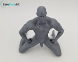 Solid 3D Printed Statue - 6" Nude Muscular Man in a Kneeling Pose // MM21