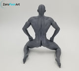 Solid 3D Printed Statue - 6" Nude Muscular Man in a Kneeling Pose // MM21