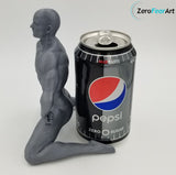 Solid 3D Printed Statue - 6" Nude Muscular Man in a Kneeling Pose // MM21