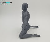 Solid 3D Printed Statue - 6" Nude Muscular Man in a Kneeling Pose // MM21