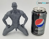 Solid 3D Printed Statue - 6" Nude Muscular Man in a Kneeling Pose // MM21