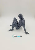 Solid 3D Printed Nude Man Relaxing on Ground (MM29)