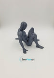 Solid 3D Printed Nude Man Relaxing on Ground (MM29)