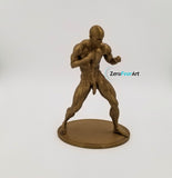 Muscular Nude Young Man in a Fighting Stance // Solid 3D Printed Statue // MM39