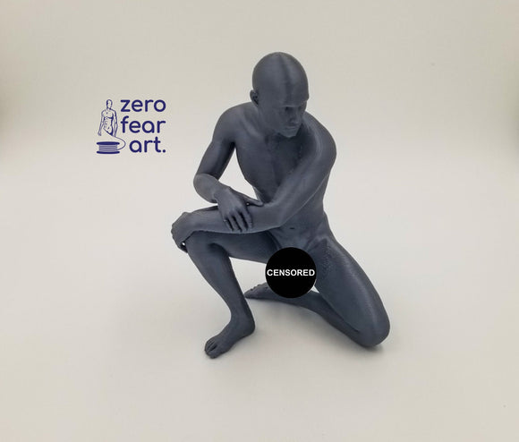 Fit Young Naked Man Taking a Knee // 6 Inches // Solid 3D Print // MM43