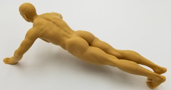 Solid 3D Printed Statue - Tyler Doing Pushups Naked // MM56