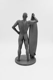 8" Nude Surfer Guy Posing with His Board // Solid 3D Printed // MM51B