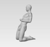 3D Printable Nude Man Kneeling & Leaning Back // STL FILE // MM20