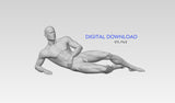 3D Printable Nude Male Figure Relaxing // STL FILE // MM02