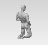 3D Printable Nude Man Kneeling & Leaning Back // STL FILE // MM20